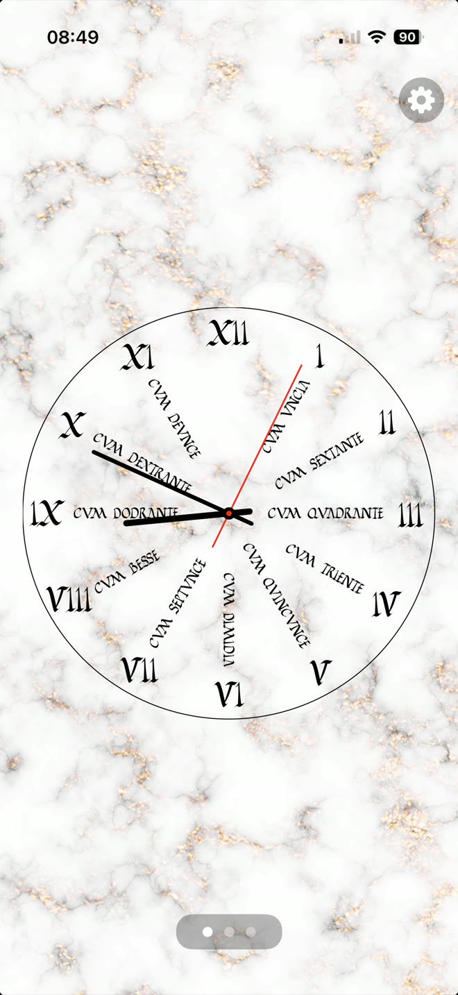 LatinCalendar clock displaying Latin names for modern time divisions